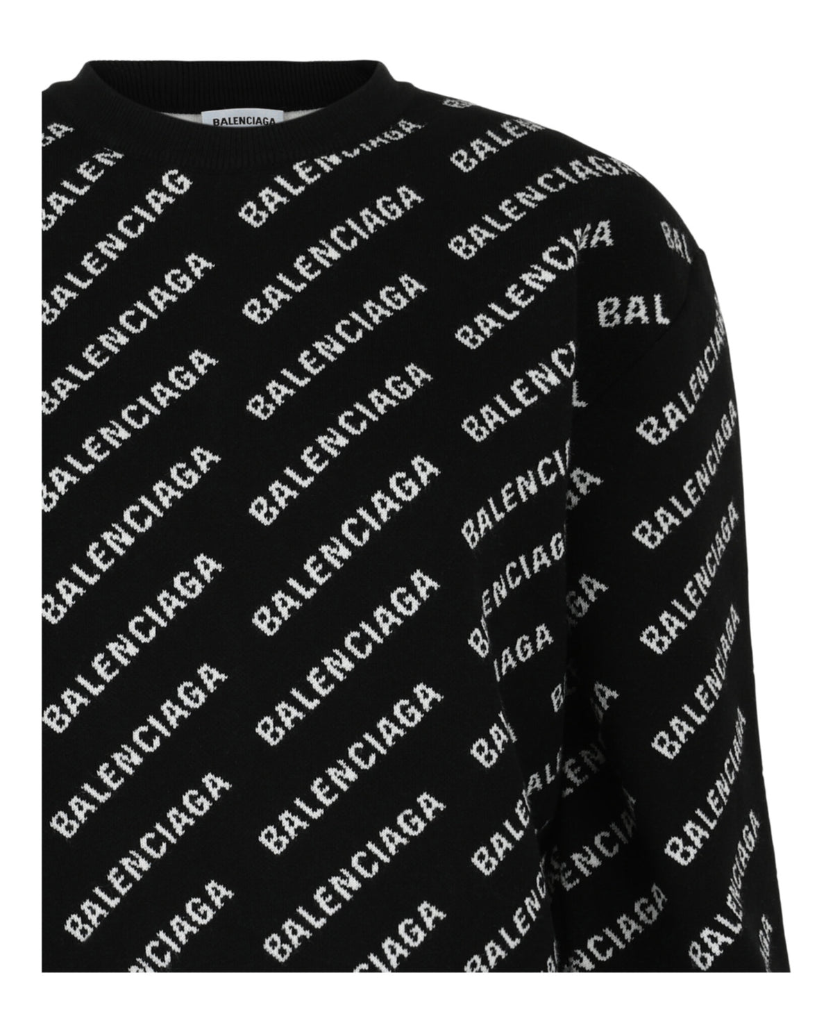 Balenciaga Womens Allover Logo Cropped Sweater