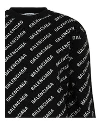 Balenciaga Womens Allover Logo Cropped Sweater