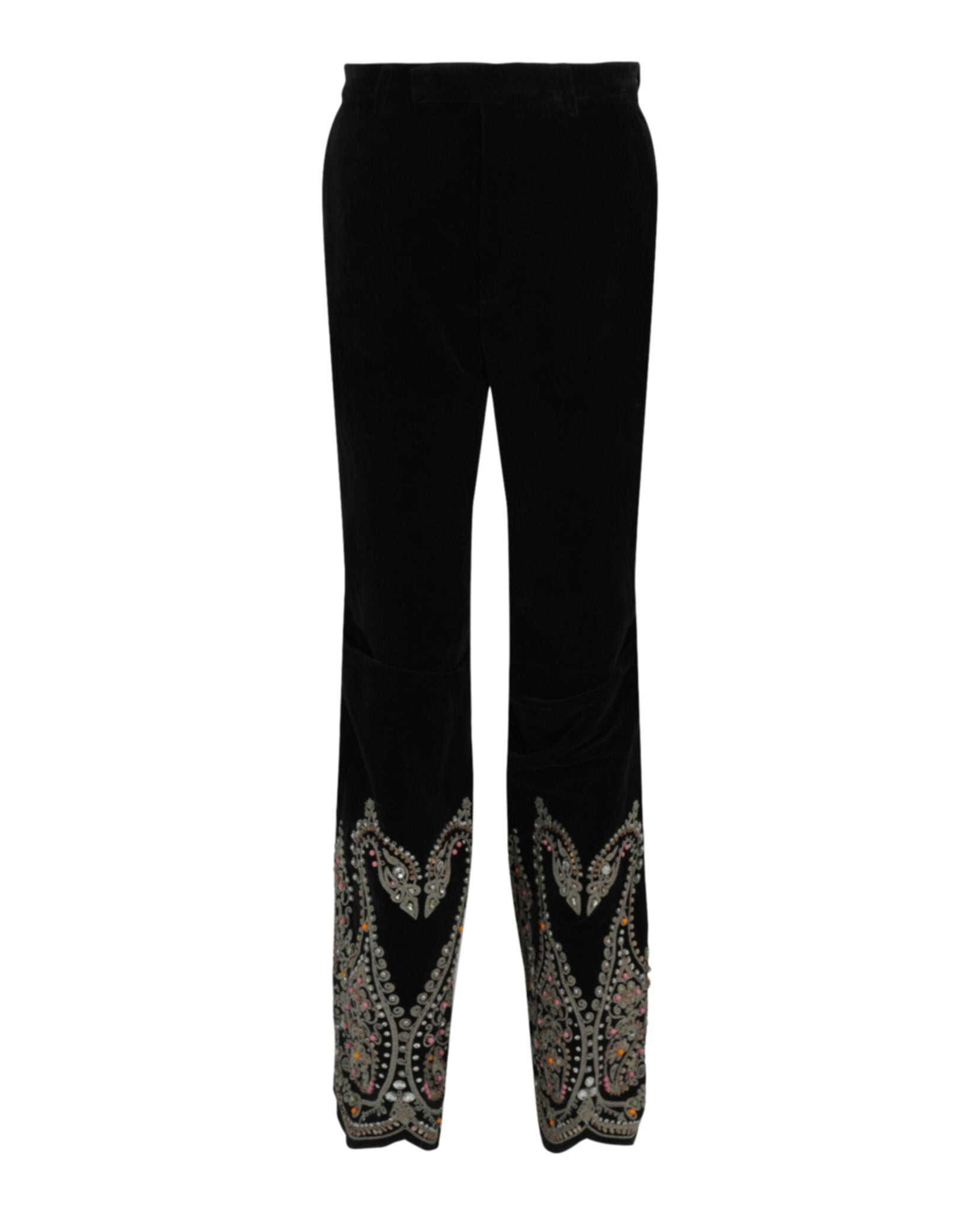 Gucci Mens Embroidered Velvet Pants