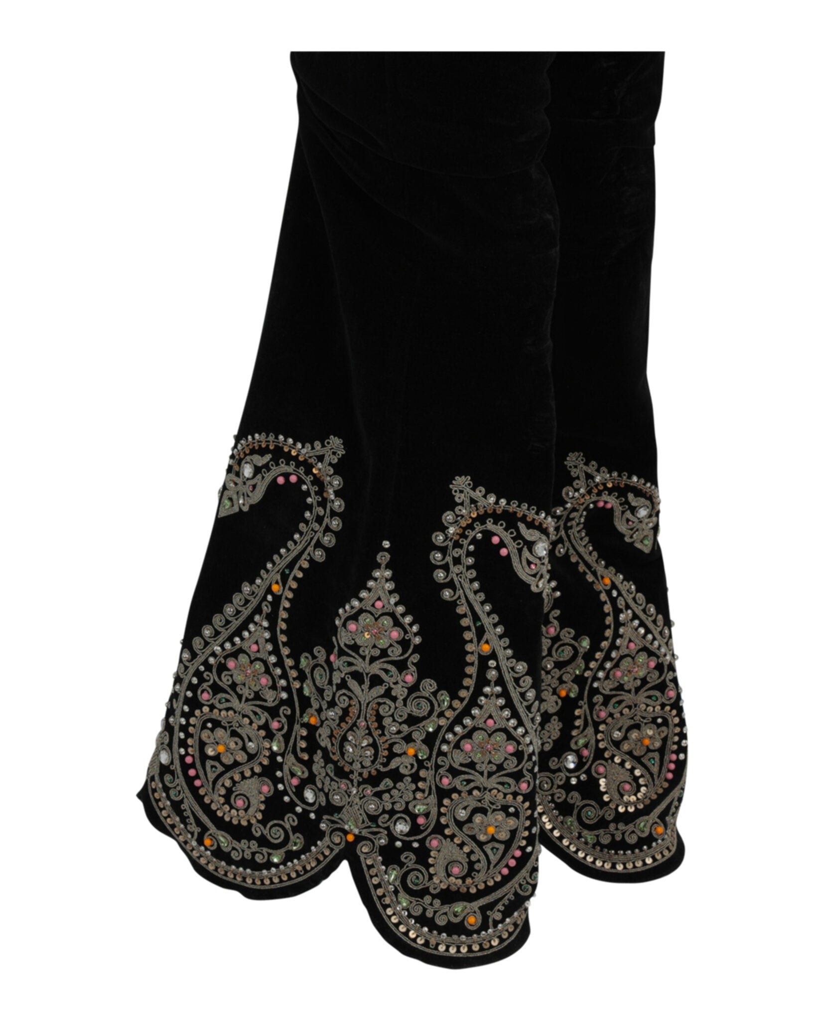 Gucci Mens Embroidered Velvet Pants