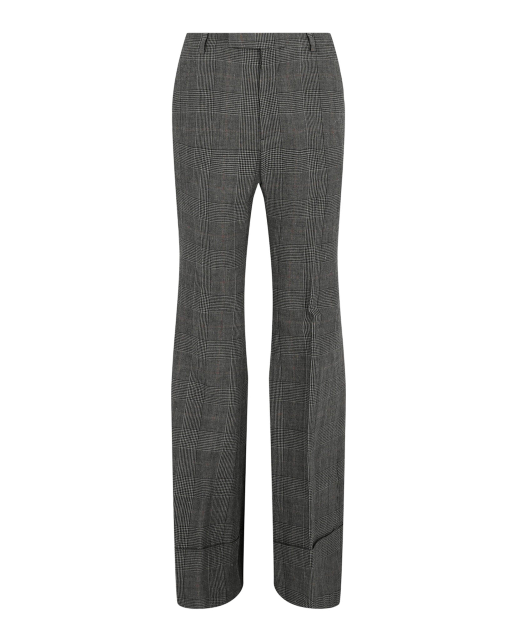 Gucci Mens Plaid Flared-Leg Trousers
