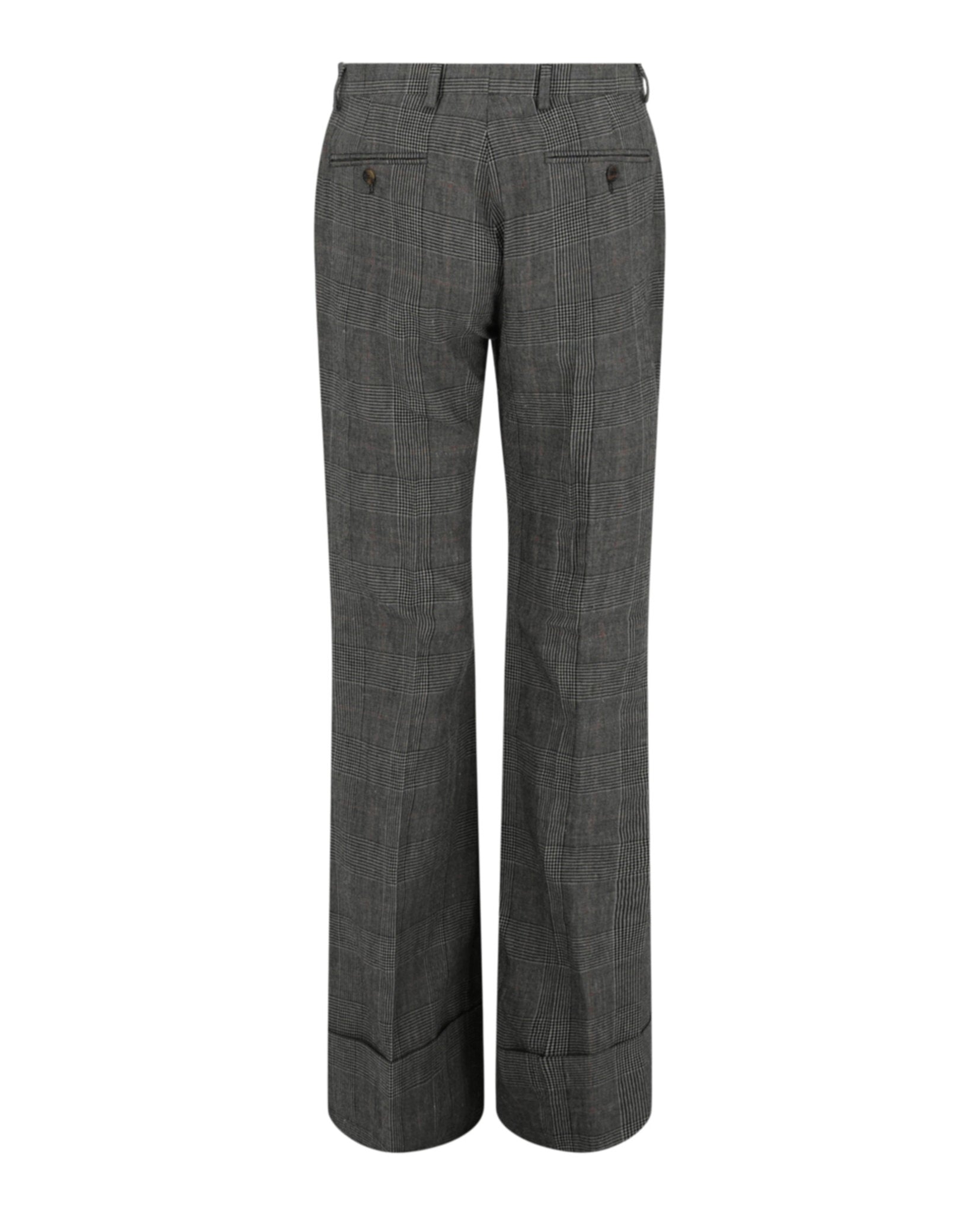 Gucci Mens Plaid Flared-Leg Trousers