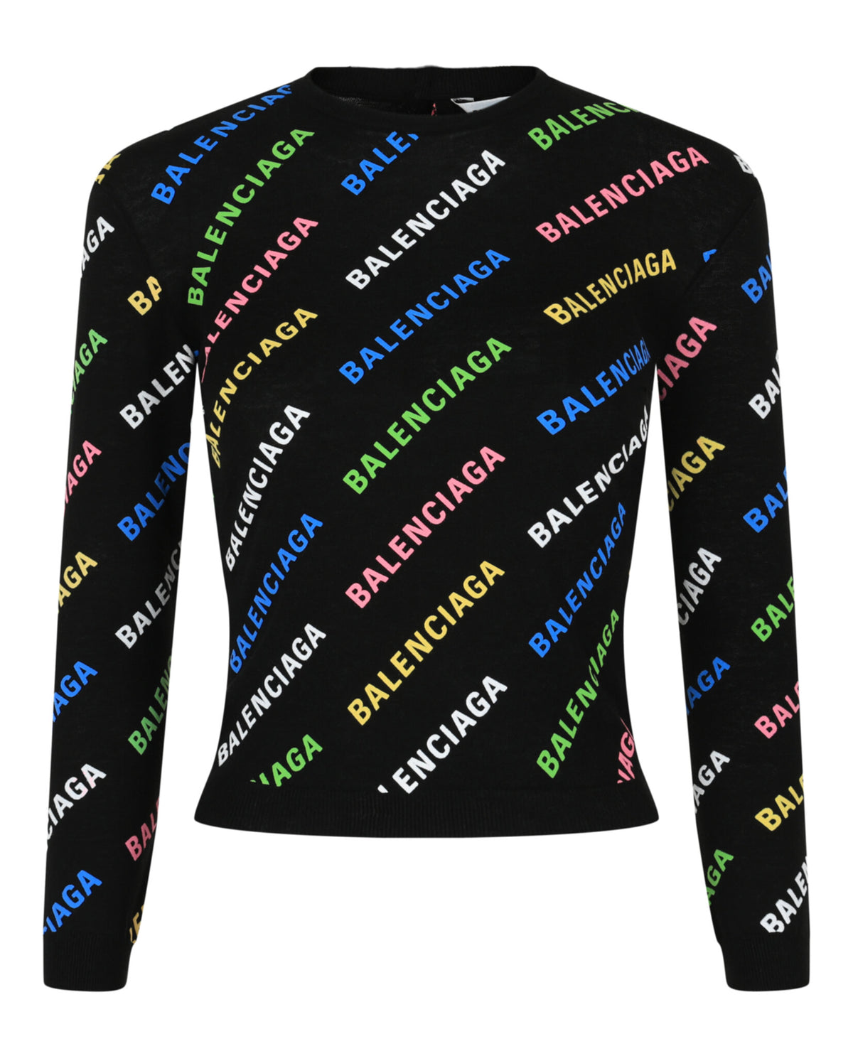 Balenciaga Balenciaga Womens Allover Logo Cropped Sweater