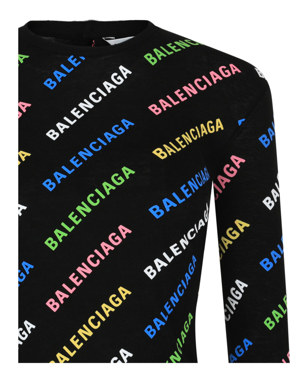 Balenciaga Balenciaga Womens Allover Logo Cropped Sweater