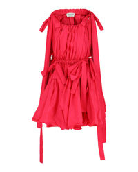 Alexander McQueen Womens Bow Mini Dress Neon Pink