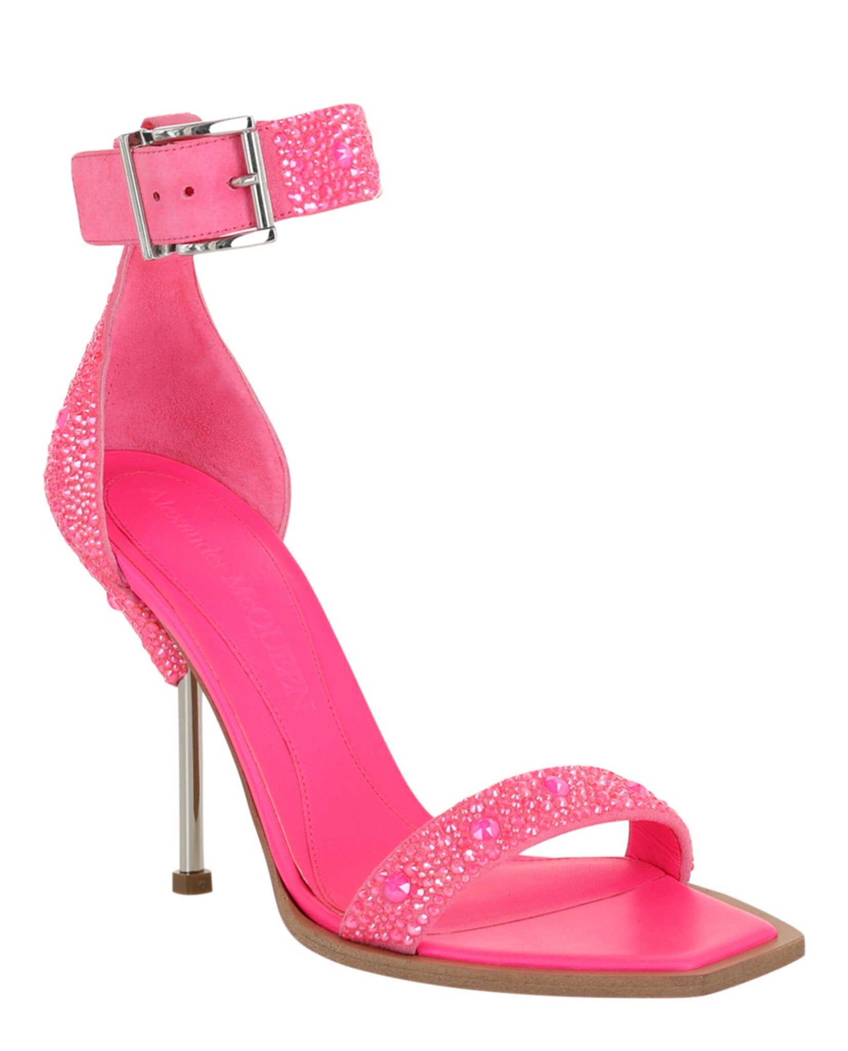 Alexander McQueen Womens Crystal Embellished Heel Sandals