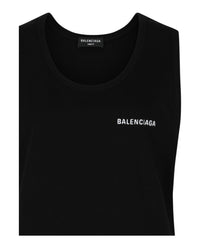 Balenciaga Womens Logo Embroidered Loose Tank Top