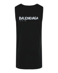 Balenciaga Mens Logo Print Cotton Tank