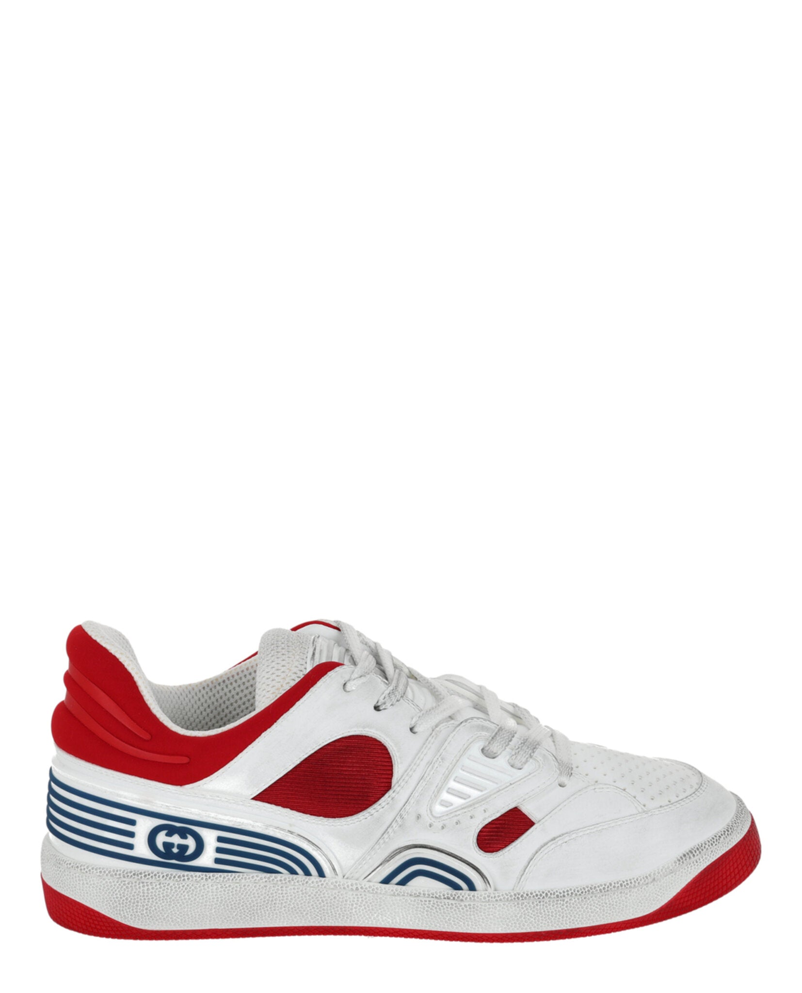 Gucci Mens Basket Leather Low-Top Sneakers