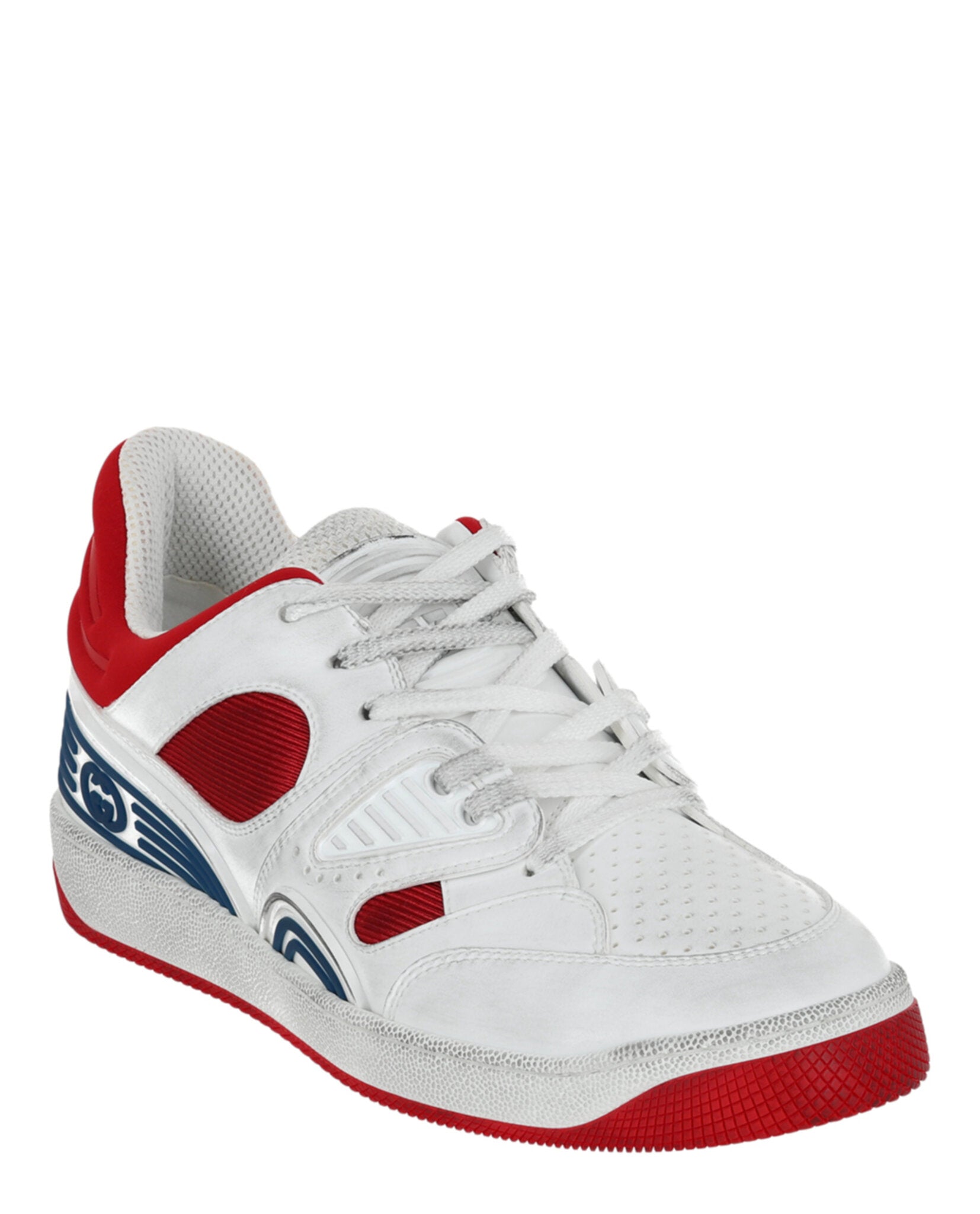 Gucci Mens Basket Leather Low-Top Sneakers