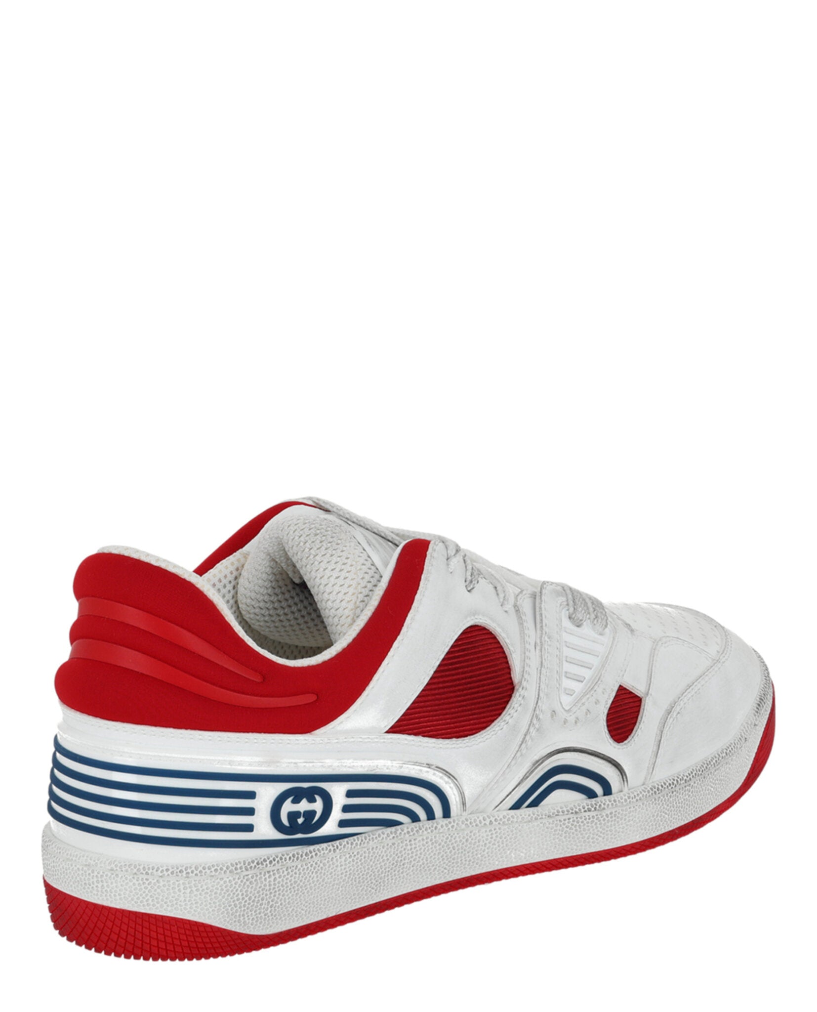 Gucci Mens Basket Leather Low-Top Sneakers