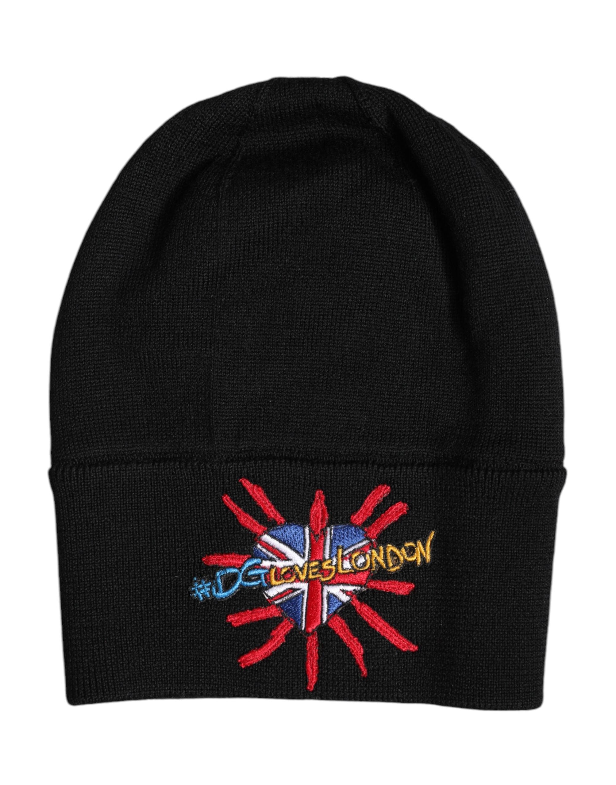 Dolce & Gabbana Dolce & Gabbana Black #DGLOVESLONDON Knitted Beanie Men's Hat
