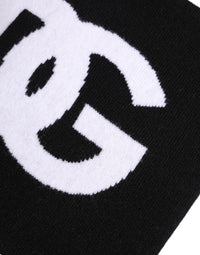 Dolce & Gabbana Black White Logo Print Knitted Neck Warmer Men's Scarf