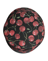 Dolce & Gabbana Black Cotton Printed Wide Brim Bucket Men's Hat