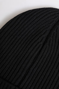 Dolce & Gabbana Black Cashmere Knitted Winter Beanie Men's Hat