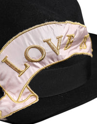 Dolce & Gabbana Black Logo Embroidered Women Wide Brim Women's Hat