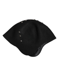 Dolce & Gabbana Black Wool Multicolor Embellished Cloche Women's Hat
