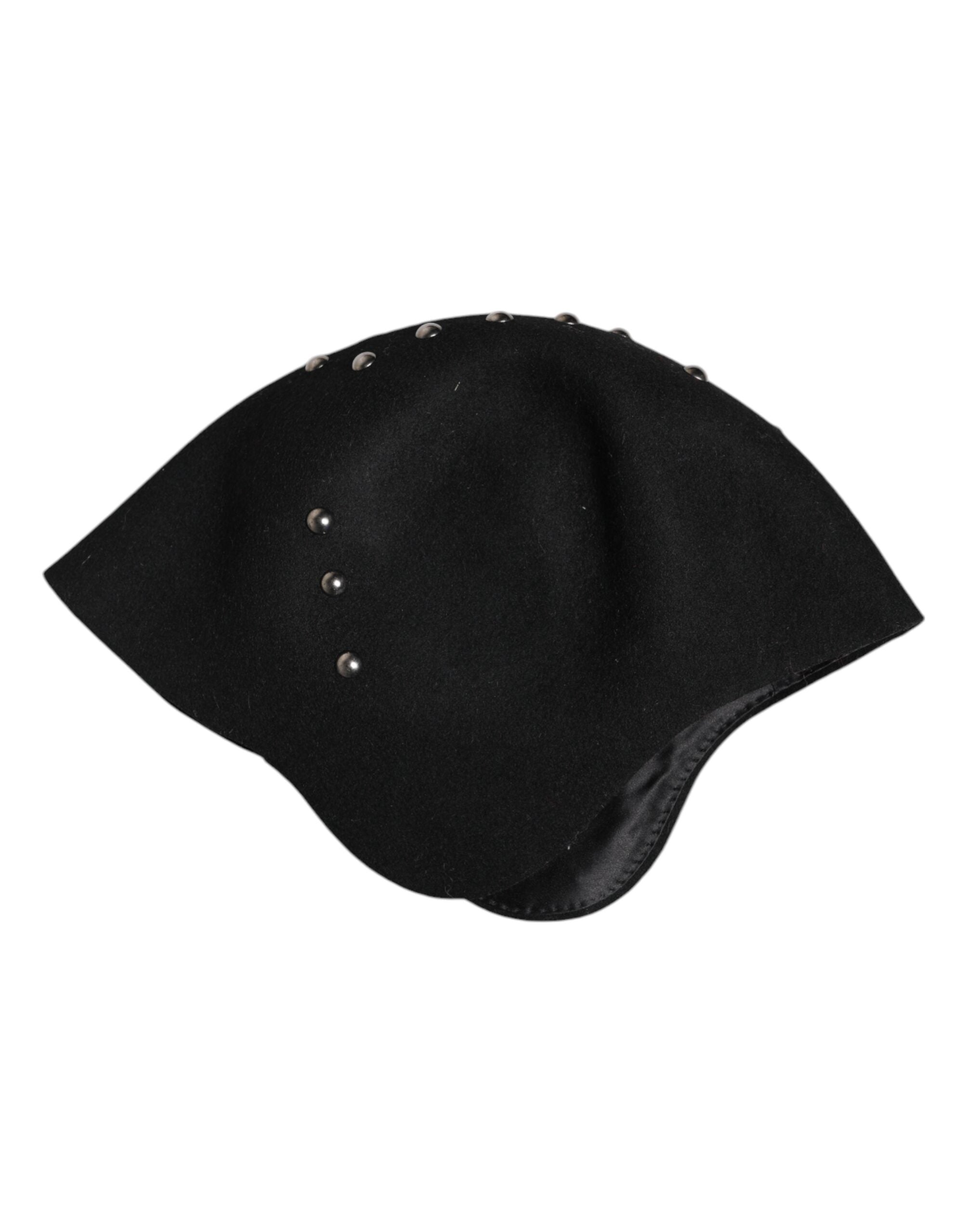 Dolce & Gabbana Black Wool Multicolor Embellished Cloche Women's Hat