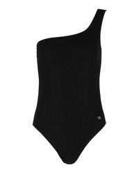 Balenciaga Womens Asymmetric Lurex One Piece Swimsuit