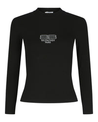 Balenciaga Womens BB Paris Icon Peel Long-Sleeve T-Shirt