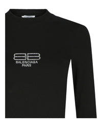 Balenciaga Womens BB Paris Icon Peel Long-Sleeve T-Shirt