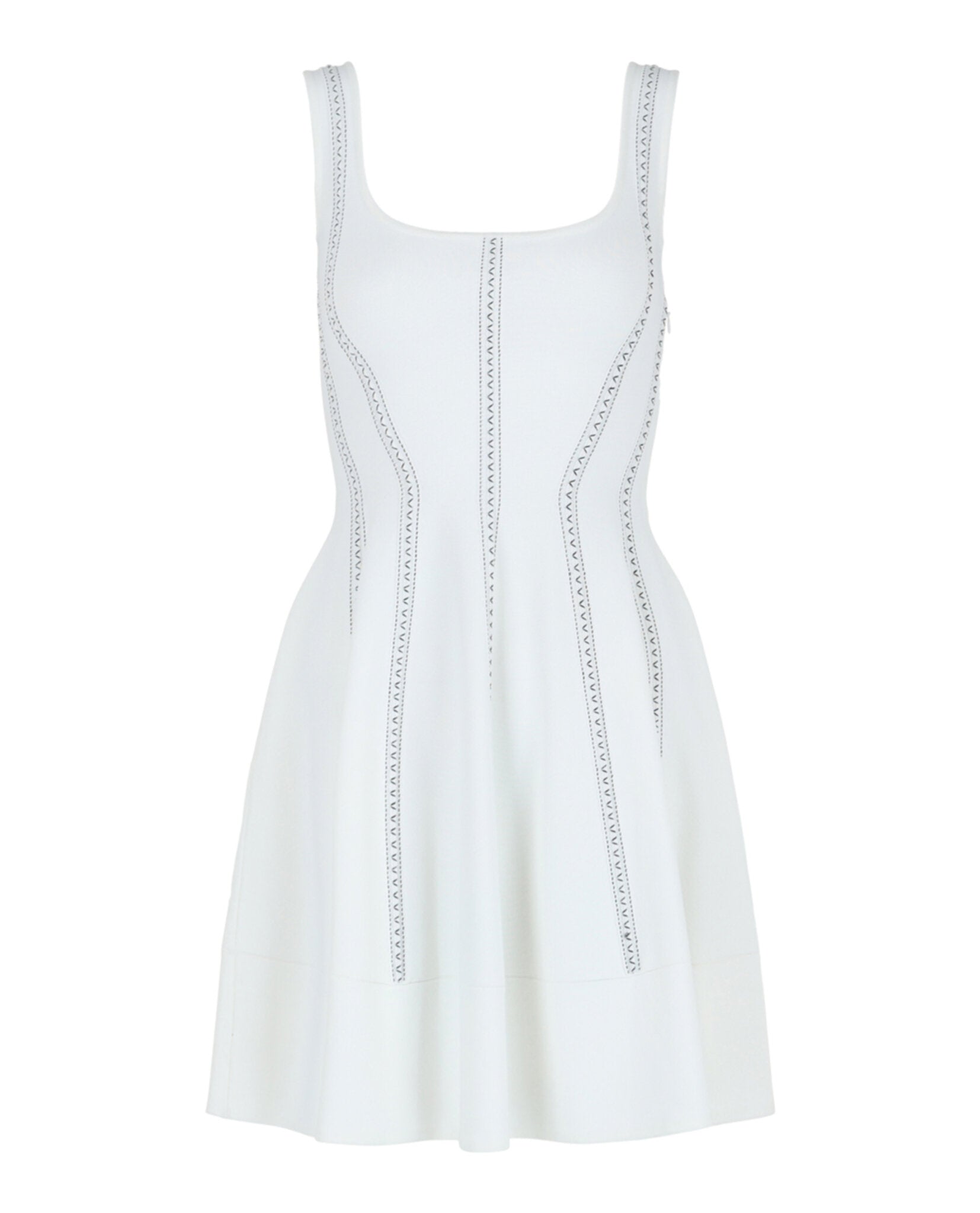 Alexander McQueen Womens Sleeveless A-Line Mini Dress Optic White Black