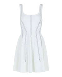 Alexander McQueen Womens Sleeveless A-Line Mini Dress Optic White Black