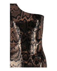 Balenciaga Womens One-Shoulder Snake-Sequined Mini Dress