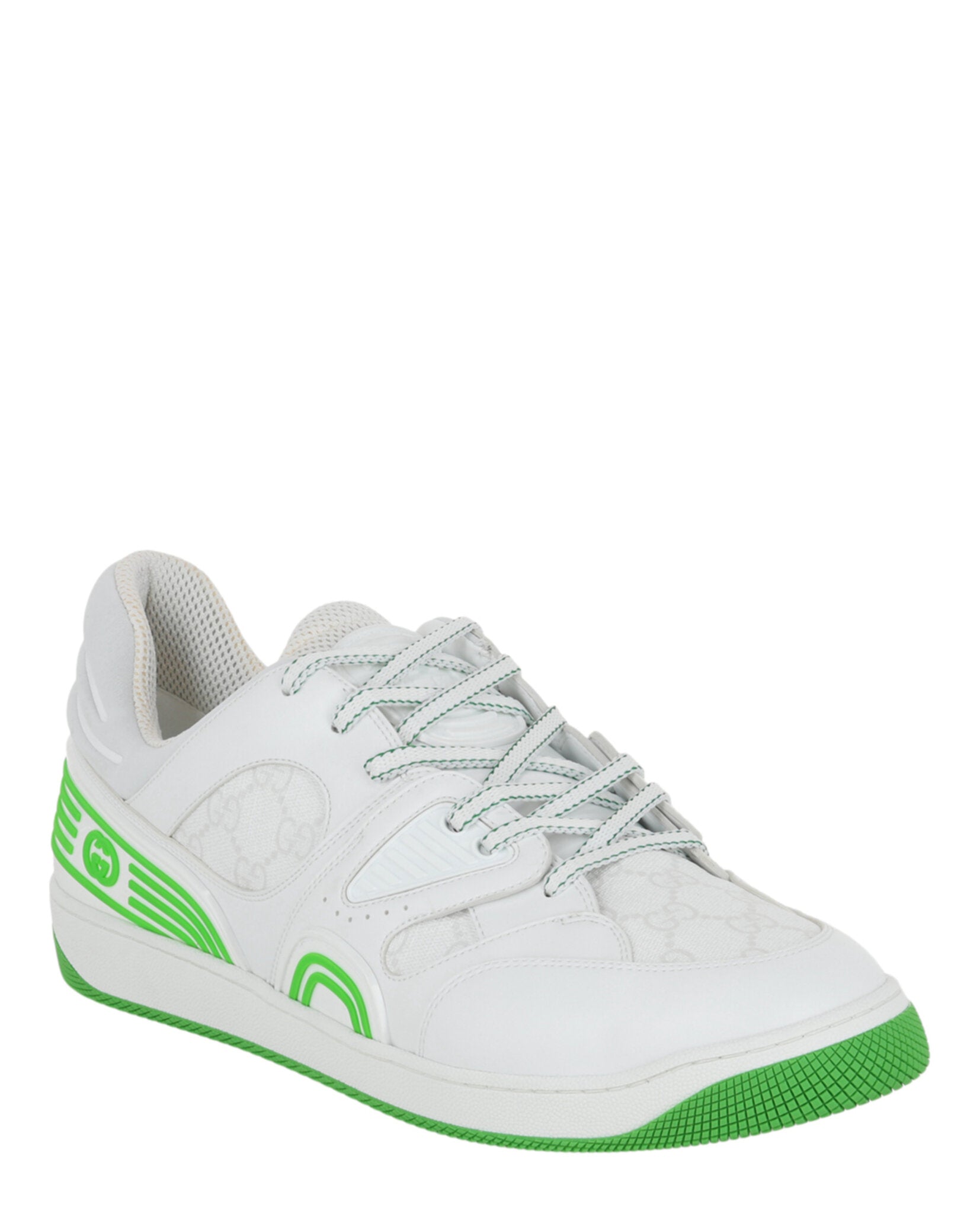 Gucci Mens Basket Leather Low-Top Sneakers