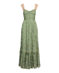 Gucci Womens Sleeveless Lace Corset Tiered Dress