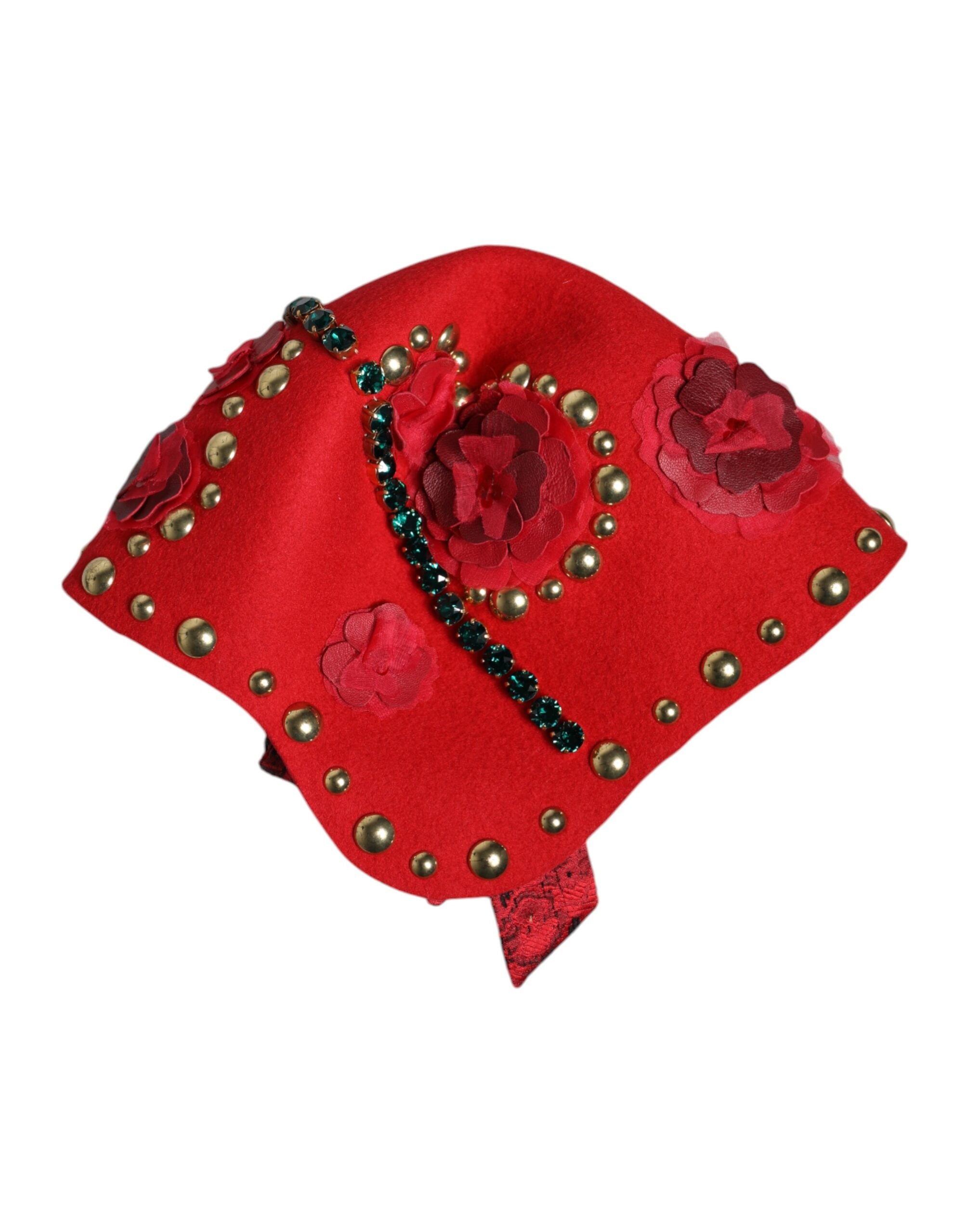 Dolce & Gabbana Red Crystal Gold Roses Brooch Embellished Women's