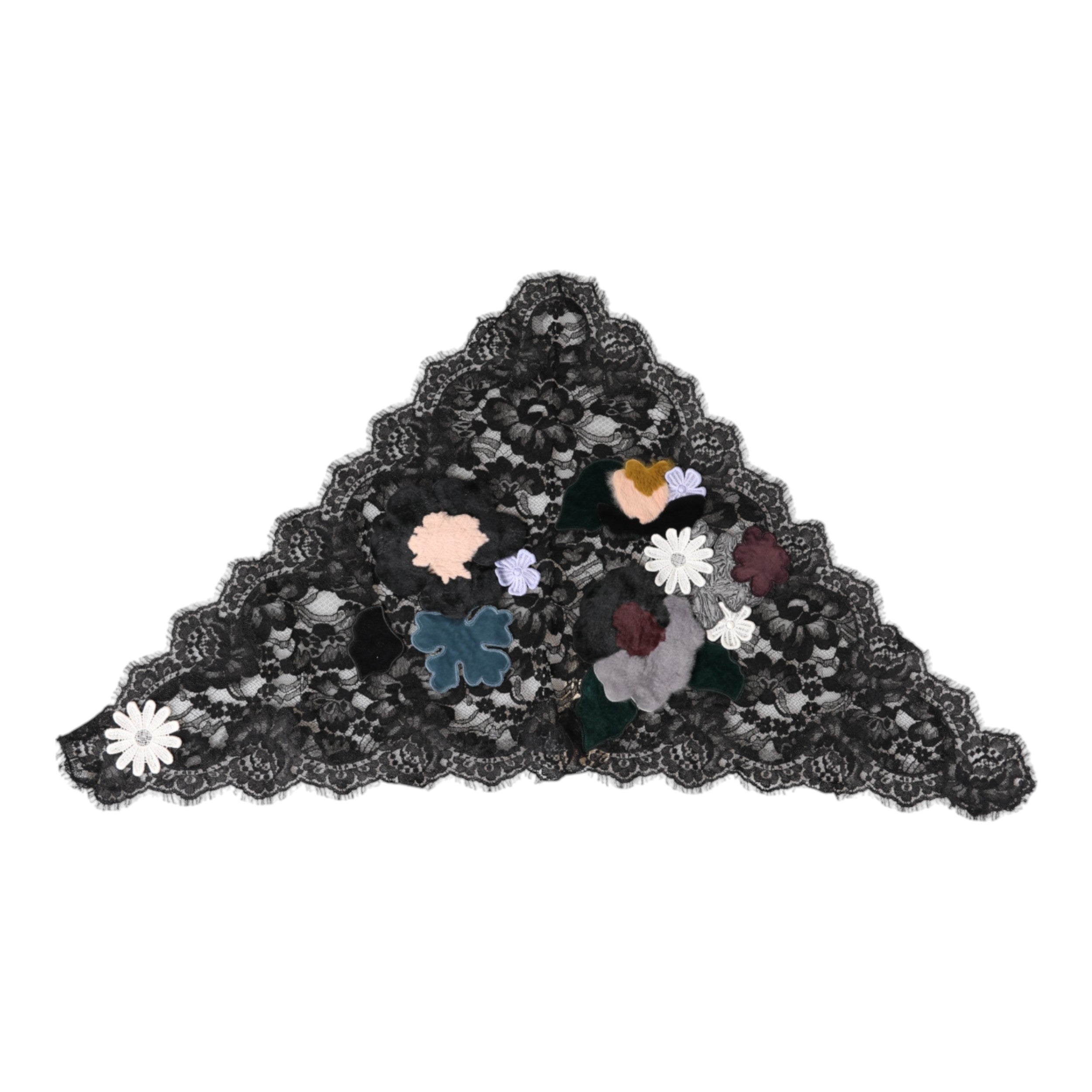 Dolce & Gabbana Dolce & Gabbana Black Lace Floral Applique Cotton Veil Women's Hat