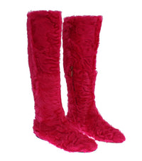 Dolce & Gabbana Elegant Pink Lambskin Fur Women's Boots