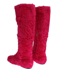Dolce & Gabbana Elegant Pink Lambskin Fur Women's Boots