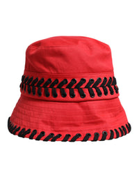 Dolce & Gabbana Red Lace Polyester Wide Brim Bucket Women's Hat