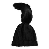 Dolce & Gabbana Black Acrylic Knitted Fur Winter Beanie Women's Hat