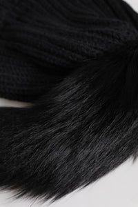 Dolce & Gabbana Black Acrylic Knitted Fur Winter Beanie Women's Hat