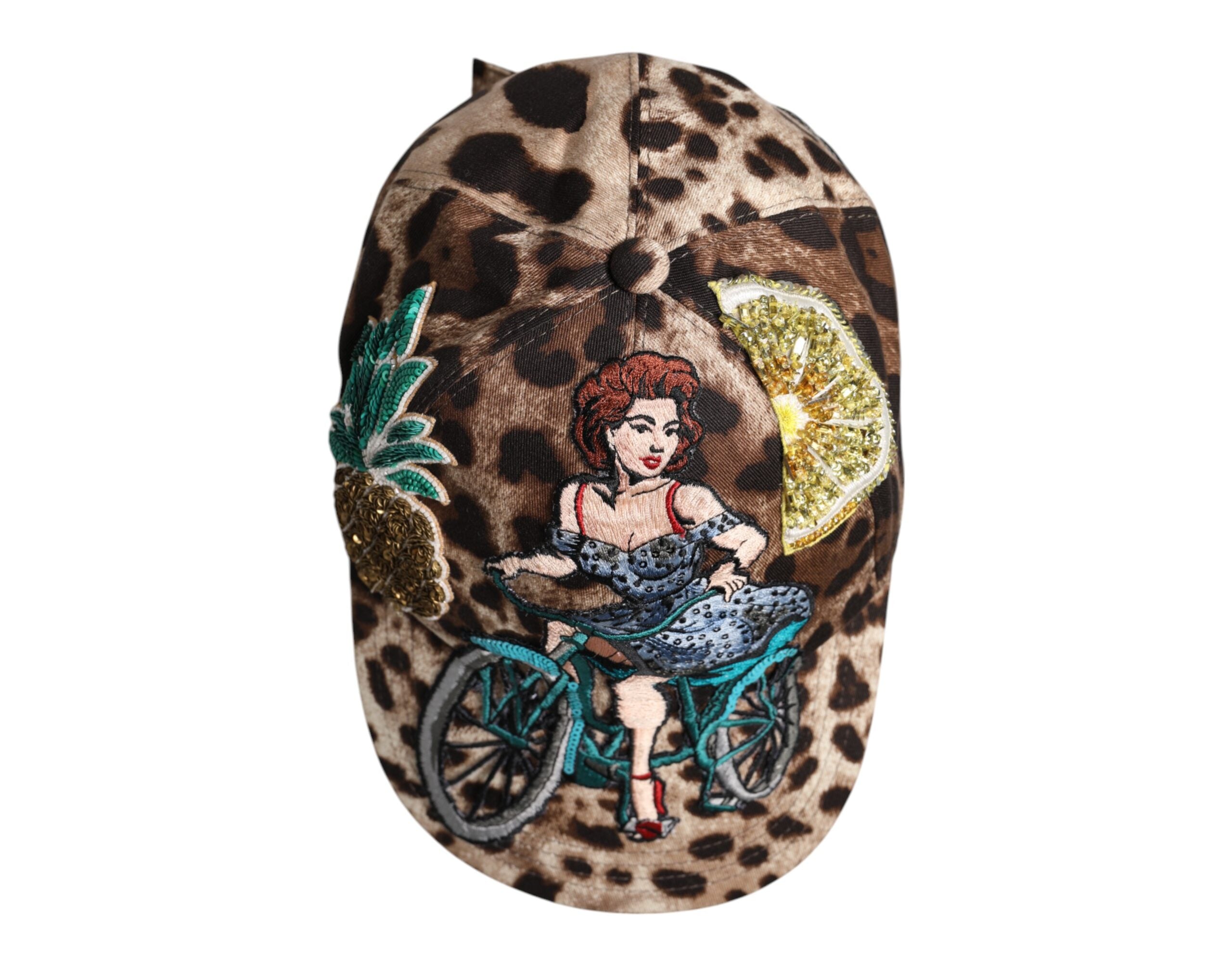 Dolce & Gabbana Brown Leopard Sequin Sicily Baseball Women's Cap