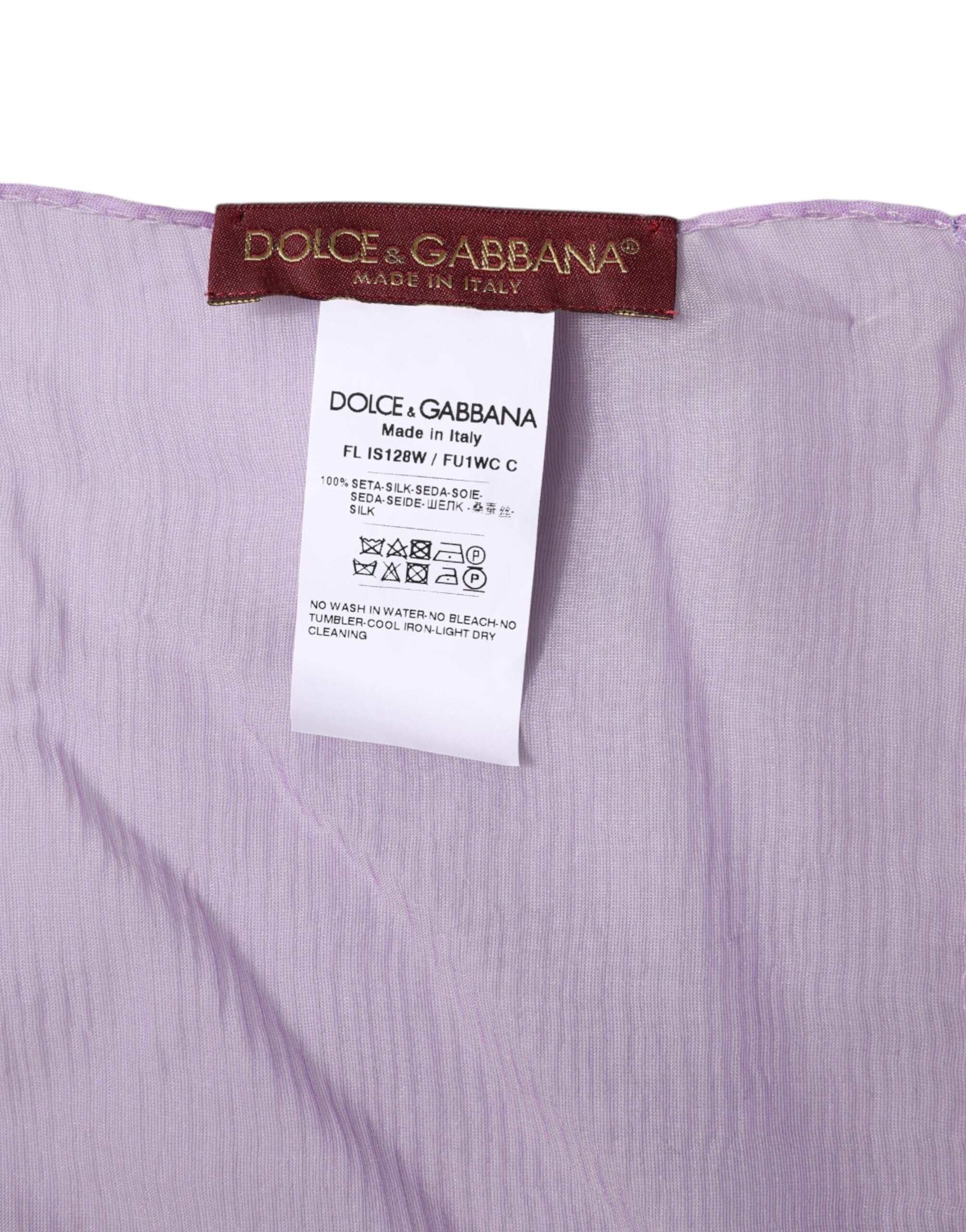 Dolce & Gabbana Purple Silk Rectangle Wrap Shawl Women's Scarf