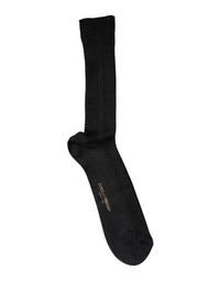 Dolce & Gabbana Black Cotton DG Logo Mid Calf Men Men's Socks