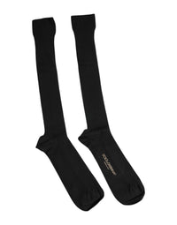 Dolce & Gabbana Black Viscose Logo Over The Calf Men's Socks