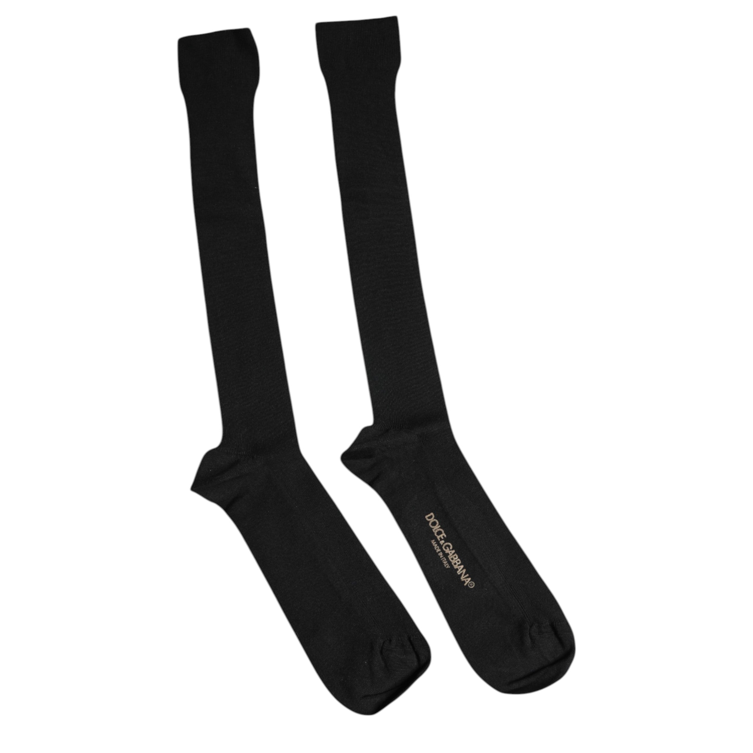 Dolce & Gabbana Black Viscose Logo Over The Calf Men's Socks