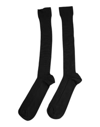 Dolce & Gabbana Black Viscose Logo Over The Calf Men's Socks