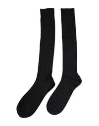 Dolce & Gabbana Black DG Logo Print Over The Calf Men's Socks