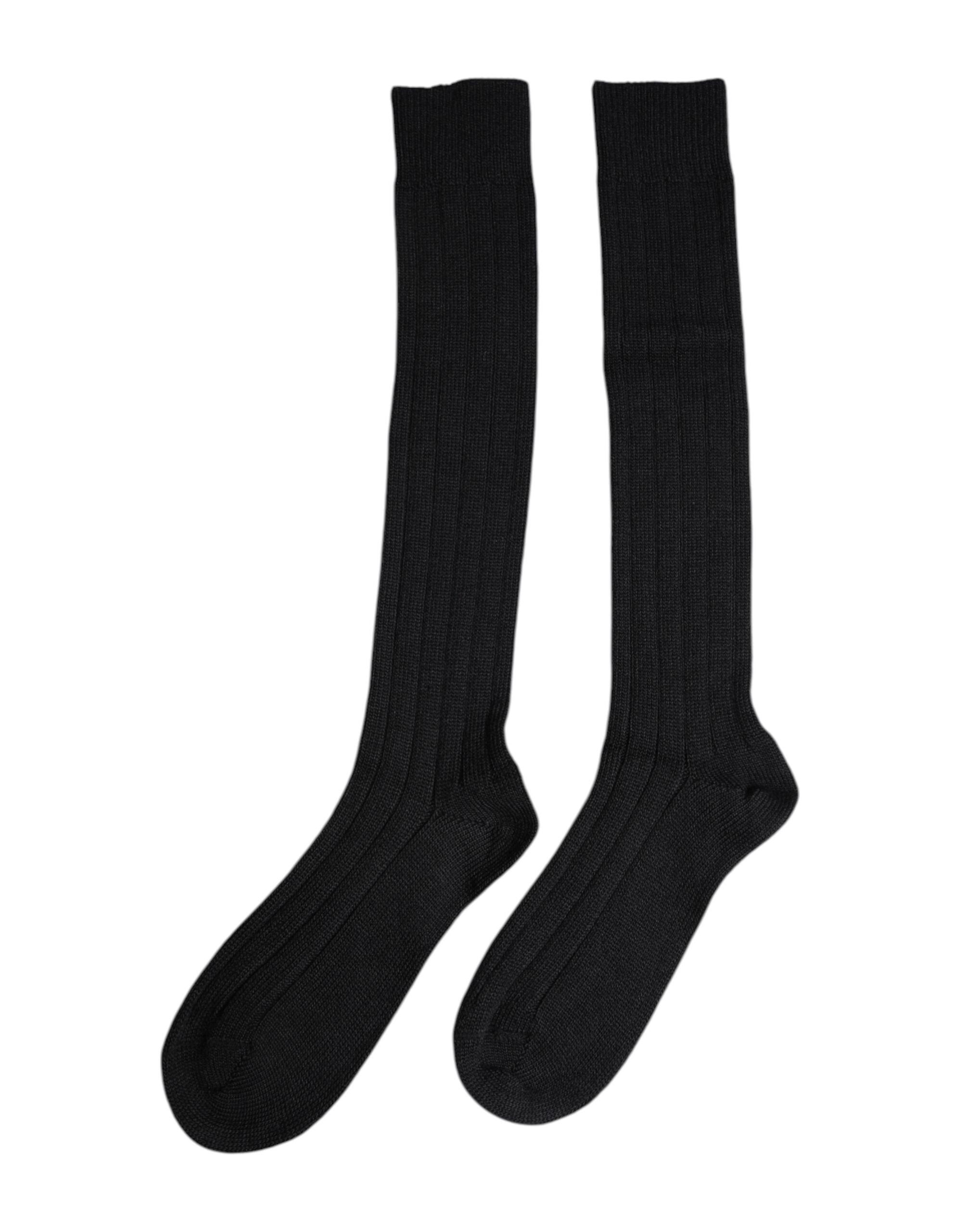 Dolce & Gabbana Black DG Logo Print Over The Calf Men's Socks