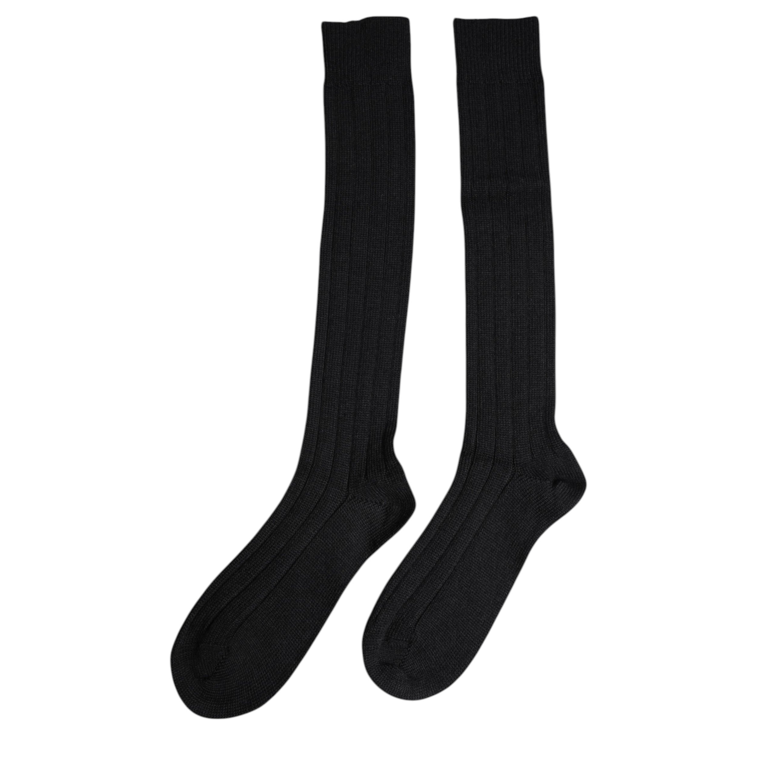 Dolce & Gabbana Black DG Logo Print Over The Calf Men's Socks