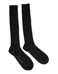 Dolce & Gabbana Black DG Logo Print Over The Calf Men's Socks