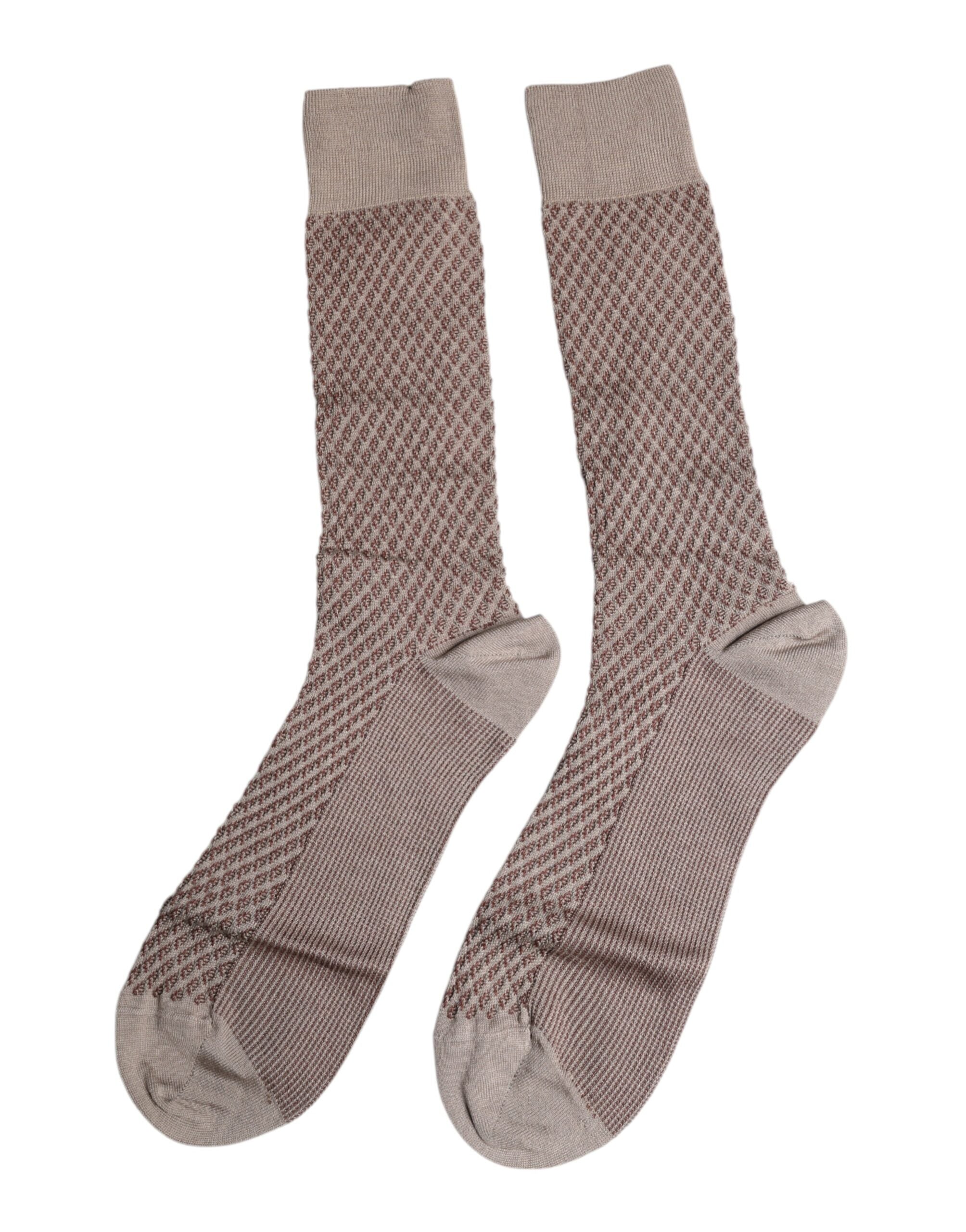 Dolce & Gabbana Brown Solid DG Logo Mid Calf Men Men's Socks