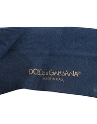 Dolce & Gabbana Blue Cotton DG Logo Over The Calf Men's Socks