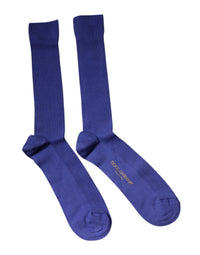 Dolce & Gabbana Purple Cotton Logo Over The Calf Men's Socks
